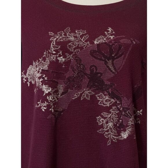 Torrid Burgundy Thermal Long Sleeve Top Screen Print Wide Neck Sz 2X - Picture 3 of 6